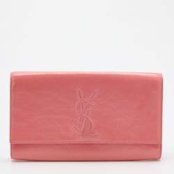 Pre Owned Yves Laurent Pink Patent Leather Belle De Jour Flap Clutch