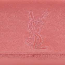 Pre Owned Yves Laurent Pink Patent Leather Belle De Jour Flap Clutch