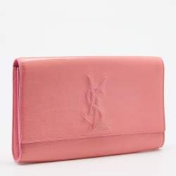 Pre Owned Yves Laurent Pink Patent Leather Belle De Jour Flap Clutch