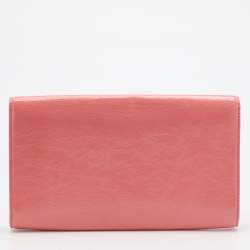 Pre Owned Yves Laurent Pink Patent Leather Belle De Jour Flap Clutch