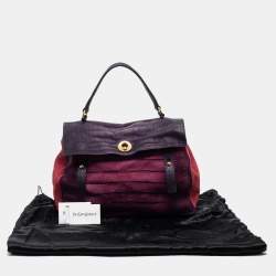 Yves Saint Laurent Multicolor Croc Embossed Leather and Suede Large Muse Two Top Handle Bag
