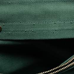 Yves Saint Laurent Navy Blue/Green Leather and Canvas Muse Two Top Handle Bag