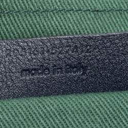 Yves Saint Laurent Navy Blue/Green Leather and Canvas Muse Two Top Handle Bag
