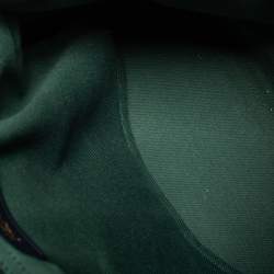 Yves Saint Laurent Navy Blue/Green Leather and Canvas Muse Two Top Handle Bag