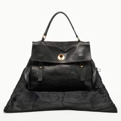 Yves Saint Laurent Black Leather and Suede Large Muse Two Top Handle Bag