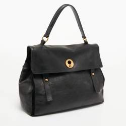 Yves Saint Laurent Black Leather and Suede Large Muse Two Top Handle Bag