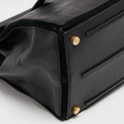 Yves Saint Laurent Black Leather and Suede Large Muse Two Top Handle Bag
