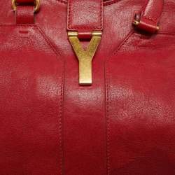 Pre Owned Yves Saint Laurent Red Leather Medium Cabas Chyc Tote