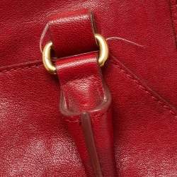 Pre Owned Yves Saint Laurent Red Leather Medium Cabas Chyc Tote