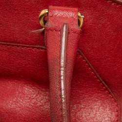 Pre Owned Yves Saint Laurent Red Leather Medium Cabas Chyc Tote