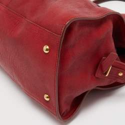 Pre Owned Yves Saint Laurent Red Leather Medium Cabas Chyc Tote