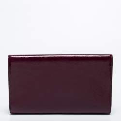 Pre Owned Yves Saint Laurent Purple Patent Leather Belle De Jour Flap Clutch