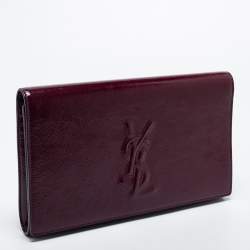 Pre Owned Yves Saint Laurent Purple Patent Leather Belle De Jour Flap Clutch