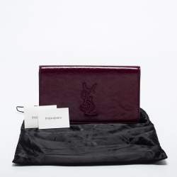 Pre Owned Yves Saint Laurent Purple Patent Leather Belle De Jour Flap Clutch