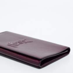 Pre Owned Yves Saint Laurent Purple Patent Leather Belle De Jour Flap Clutch