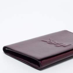 Pre Owned Yves Saint Laurent Purple Patent Leather Belle De Jour Flap Clutch