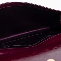 Pre Owned Yves Saint Laurent Purple Patent Leather Belle De Jour Flap Clutch