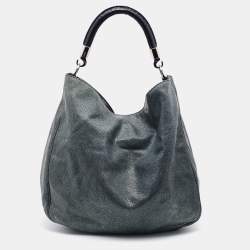 Pre Owned Yves Saint Laurent Green Stingray Embossed Leather Roady Hobo