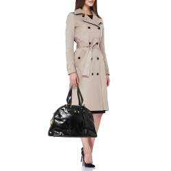 Pre Owned حقيبة سان لوران موس جلد لامع بني كبيرة 