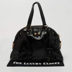 Pre Owned حقيبة سان لوران موس جلد لامع بني كبيرة 