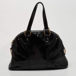 Pre Owned حقيبة سان لوران موس جلد لامع بني كبيرة 