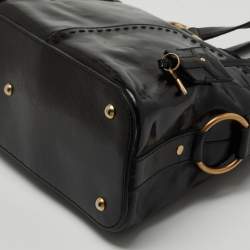 Pre Owned حقيبة سان لوران موس جلد لامع بني كبيرة 