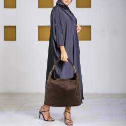 Pre Owned Yves Saint Laurent Brown Leather Large Roady Hobo