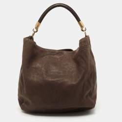 Pre Owned Yves Saint Laurent Brown Leather Large Roady Hobo