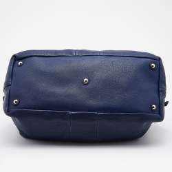 Pre Owned Yves Saint Laurent Navy Blue Leather Easy Y Satchel