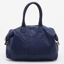 Pre Owned Yves Saint Laurent Navy Blue Leather Easy Y Satchel