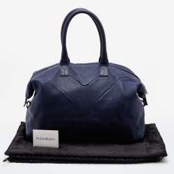 Pre Owned Yves Saint Laurent Navy Blue Leather Easy Y Satchel