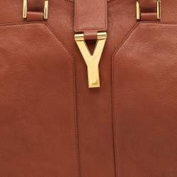 Pre Owned Yves Saint Laurent Brown Leather Medium Cabas Y-Ligne Tote