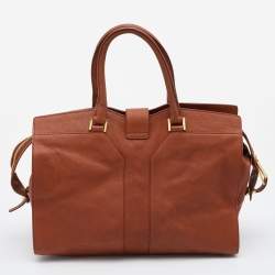Pre Owned Yves Saint Laurent Brown Leather Medium Cabas Y-Ligne Tote