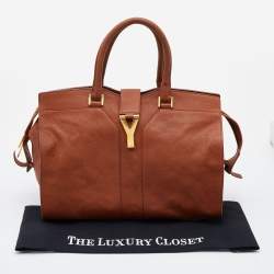 Pre Owned Yves Saint Laurent Brown Leather Medium Cabas Y-Ligne Tote