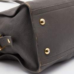 Pre Owned Yves Saint Laurent  Dark Grey Leather Small Cabas Y-Ligne Tote