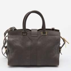 Pre Owned Yves Saint Laurent  Dark Grey Leather Small Cabas Y-Ligne Tote