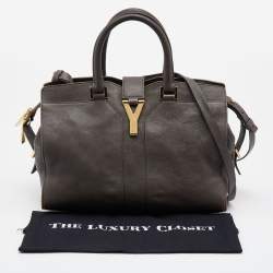 Pre Owned Yves Saint Laurent  Dark Grey Leather Small Cabas Y-Ligne Tote