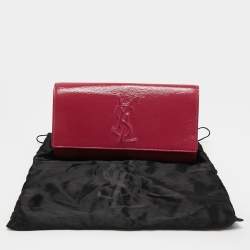 Pre Owned Yves Saint Laurent Fuchsia Patent Leather Belle De Jour Flap Clutch