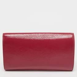 Pre Owned Yves Saint Laurent Fuchsia Patent Leather Belle De Jour Flap Clutch