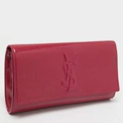 Pre Owned Yves Saint Laurent Fuchsia Patent Leather Belle De Jour Flap Clutch