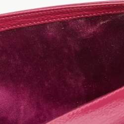 Pre Owned Yves Saint Laurent Fuchsia Patent Leather Belle De Jour Flap Clutch