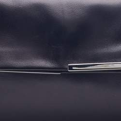 Pre Owned Yves Saint Laurent Black Leather Fold over Clutch