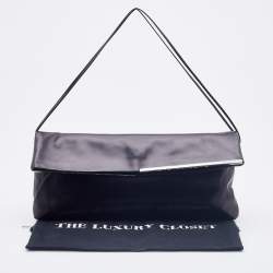 Pre Owned Yves Saint Laurent Black Leather Fold over Clutch