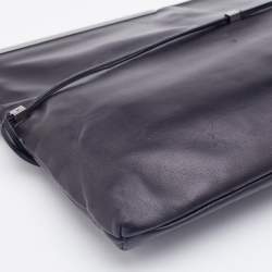 Pre Owned Yves Saint Laurent Black Leather Fold over Clutch