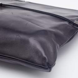 Pre Owned Yves Saint Laurent Black Leather Fold over Clutch