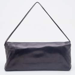 Pre Owned Yves Saint Laurent Black Leather Fold over Clutch