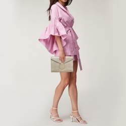 Pre Owned Yves Saint Laurent Khaki Stingray Embossed Leather Envelope Clutch