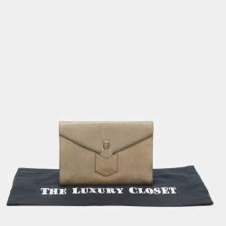 Pre Owned Yves Saint Laurent Khaki Stingray Embossed Leather Envelope Clutch