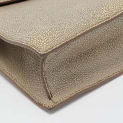 Pre Owned Yves Saint Laurent Khaki Stingray Embossed Leather Envelope Clutch