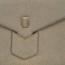 Pre Owned Yves Saint Laurent Khaki Stingray Embossed Leather Envelope Clutch